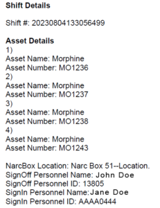 Narcotics Tracking with RFID Shift Log